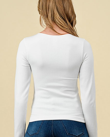 Scoop Neck Fleece Top – Slim Fit Cozy Everyday Top