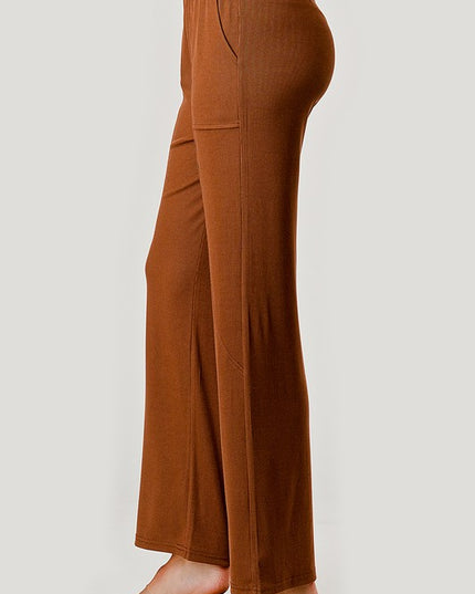 Ribbed Straight Pants – Contrast Side Panel Casual Fit