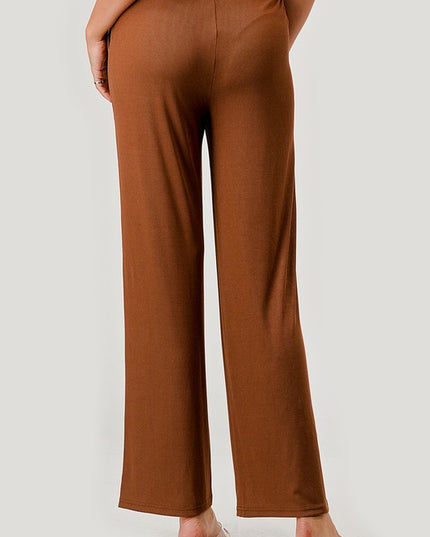 Ribbed Straight Pants – Contrast Side Panel Casual Fit