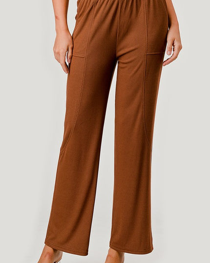 Ribbed Straight Pants – Contrast Side Panel Casual Fit