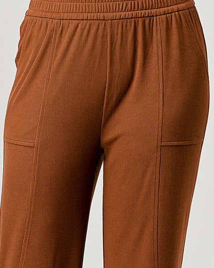 Ribbed Straight Pants – Contrast Side Panel Casual Fit