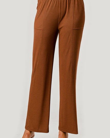 Ribbed Straight Pants – Contrast Side Panel Casual Fit