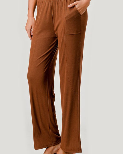 Ribbed Straight Pants – Contrast Side Panel Casual Fit