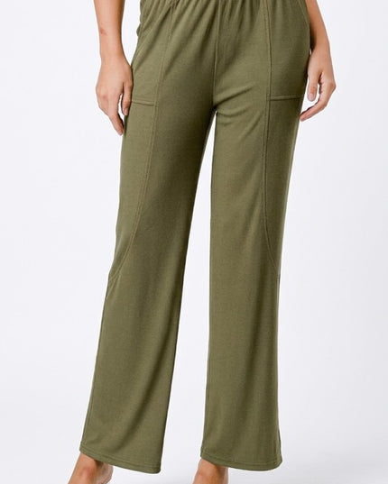 Ribbed Straight Pants – Contrast Side Panel Casual Fit