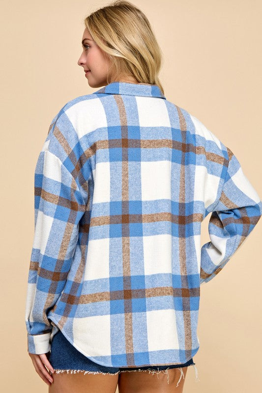 JA01 SHACKET PLAID BUTTON UP SHACKET