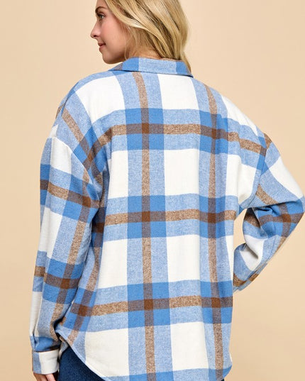 JA01 SHACKET PLAID BUTTON UP SHACKET