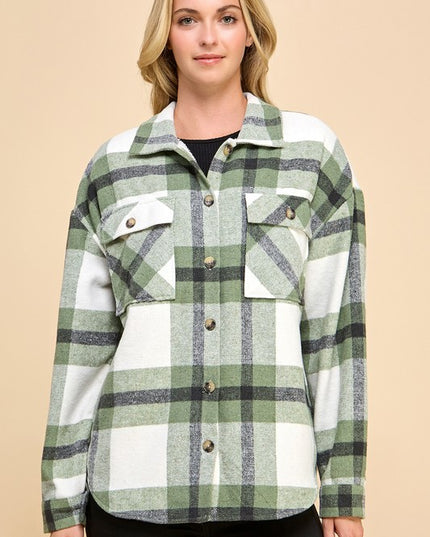JA01 SHACKET PLAID BUTTON UP SHACKET