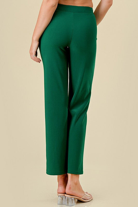 SCU33 Stretch Scuba Pleated Pants – Sleek Tailored Fit