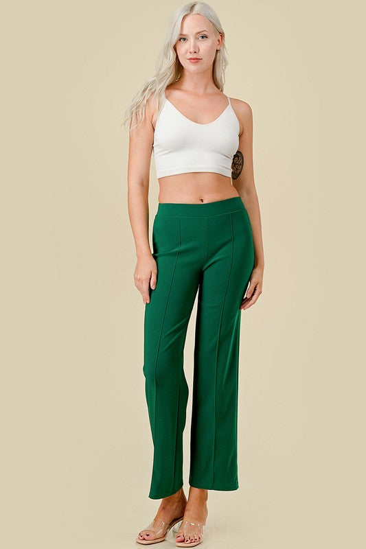 SCU33 Stretch Scuba Pleated Pants – Sleek Tailored Fit