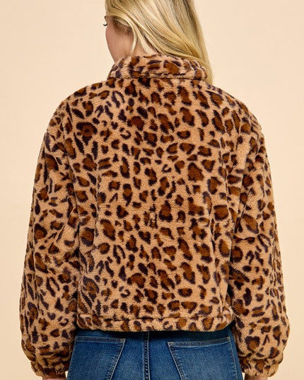 JACKET01 LEOPARD PRINT FAUX FUR JACKET