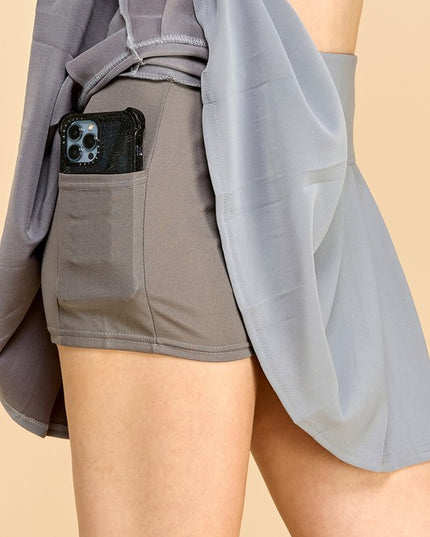 SCU09 PLEATED MINI SKIRT WITH SKORT