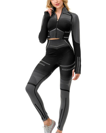 JA37-SET TWO TONE ACTIVE ZIP UP JACKET 2-PIECE SET