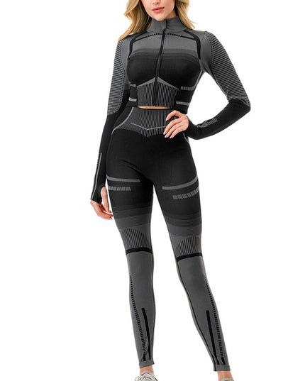 JA37-SET TWO TONE ACTIVE ZIP UP JACKET 2-PIECE SET