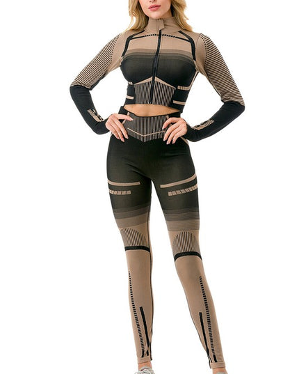 JA37-SET TWO TONE ACTIVE ZIP UP JACKET 2-PIECE SET