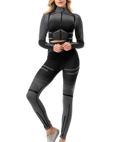 JA37-SET TWO TONE ACTIVE ZIP UP JACKET 2-PIECE SET