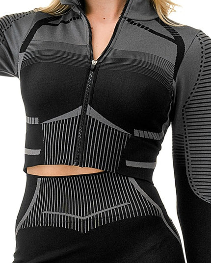 JA37-SET TWO TONE ACTIVE ZIP UP JACKET 2-PIECE SET