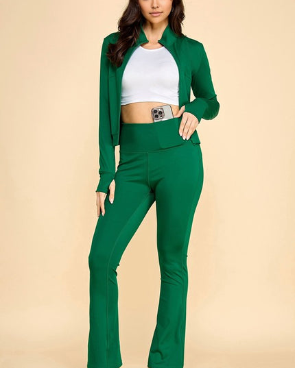 LU501-SET SOLID YOGA JACKET 2-PIECE SET