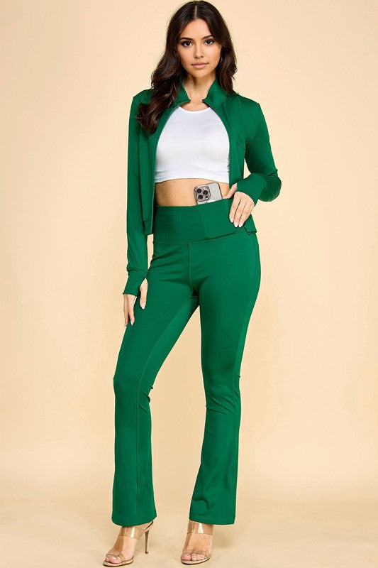 LU501-SET SOLID YOGA JACKET 2-PIECE SET