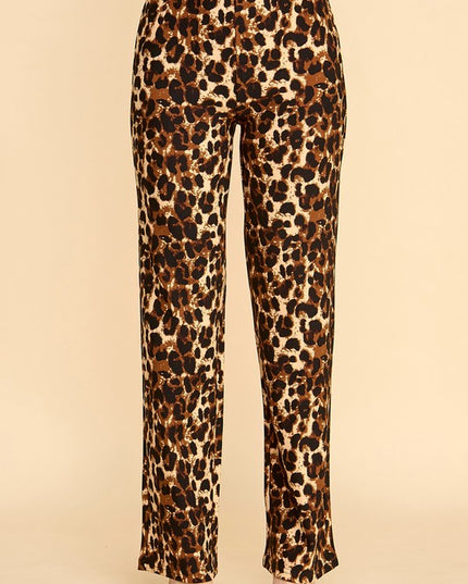 Plus Size Leopard Print Dress Pants – Wide Leg Fit