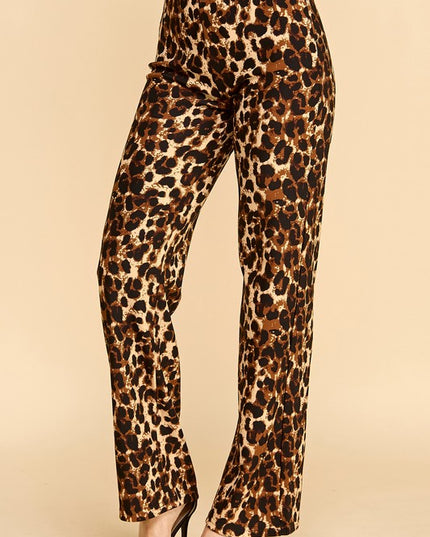 Plus Size Leopard Print Dress Pants – Wide Leg Fit