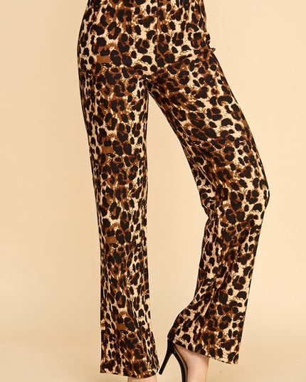 Plus Size Leopard Print Dress Pants – Wide Leg Fit