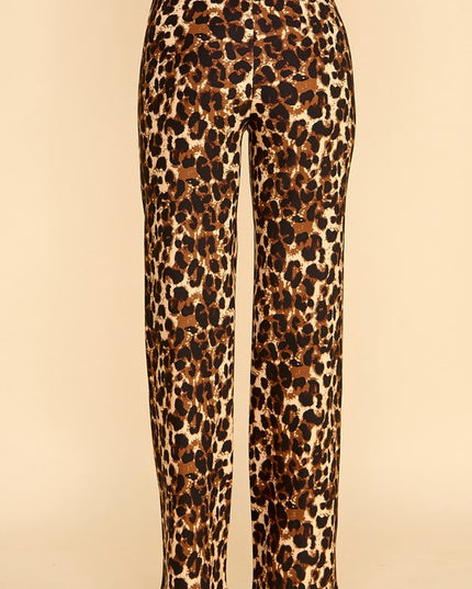 Plus Size Leopard Print Dress Pants – Wide Leg Fit
