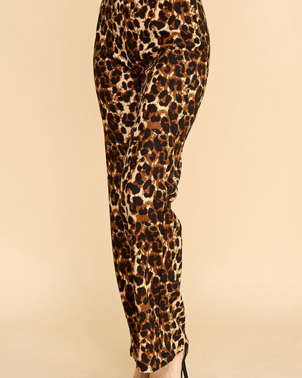 Plus Size Leopard Print Dress Pants – Wide Leg Fit