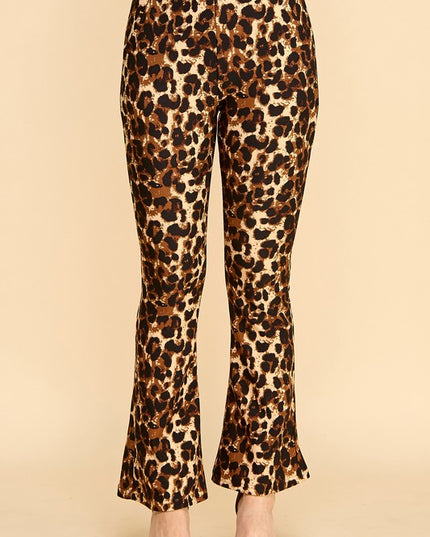 PLUS SCUP60B J338-4 PLUS SIZE LEOPARD PRINT BELL BOTTOM DRESS PANTS