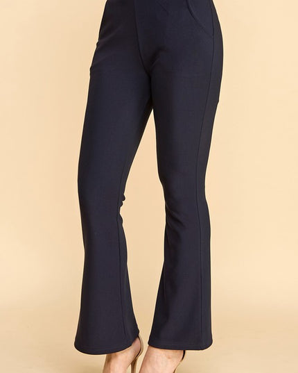 SCUP18BX PLUS SIZE SOLID SCUBA BUTT LIFT FLARE PANTS