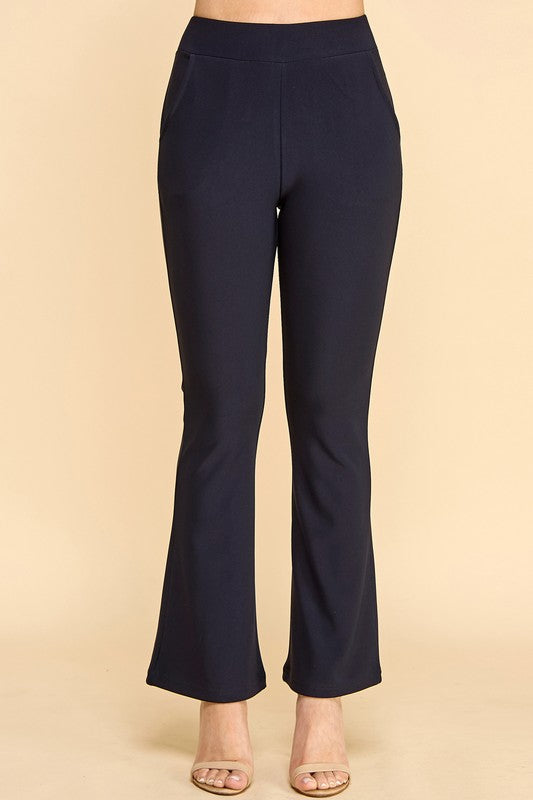 SCUP18B SOLID SCUBA BUTT LIFT FLARE PANTS