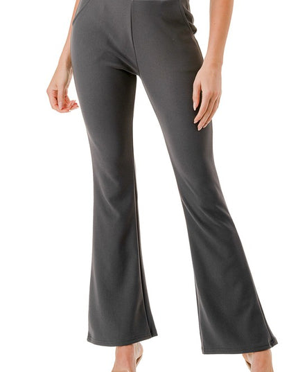 SCUP18BX PLUS SIZE SOLID SCUBA BUTT LIFT FLARE PANTS