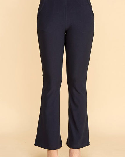 SCUP18BX PLUS SIZE SOLID SCUBA BUTT LIFT FLARE PANTS