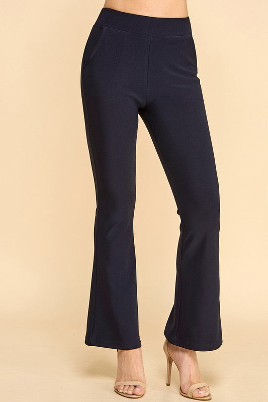 SCUP18BX PLUS SIZE SOLID SCUBA BUTT LIFT FLARE PANTS