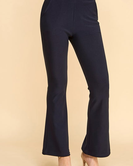 SCUP18BX PLUS SIZE SOLID SCUBA BUTT LIFT FLARE PANTS
