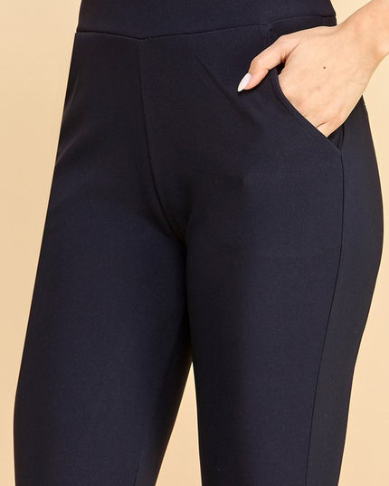 SCUP18BX PLUS SIZE SOLID SCUBA BUTT LIFT FLARE PANTS