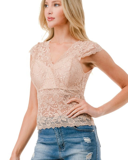 LB47 Lace Surplice Top – Elegant Everyday Style