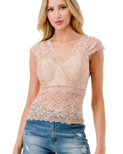 LB47 LACE SURPLICE TOP