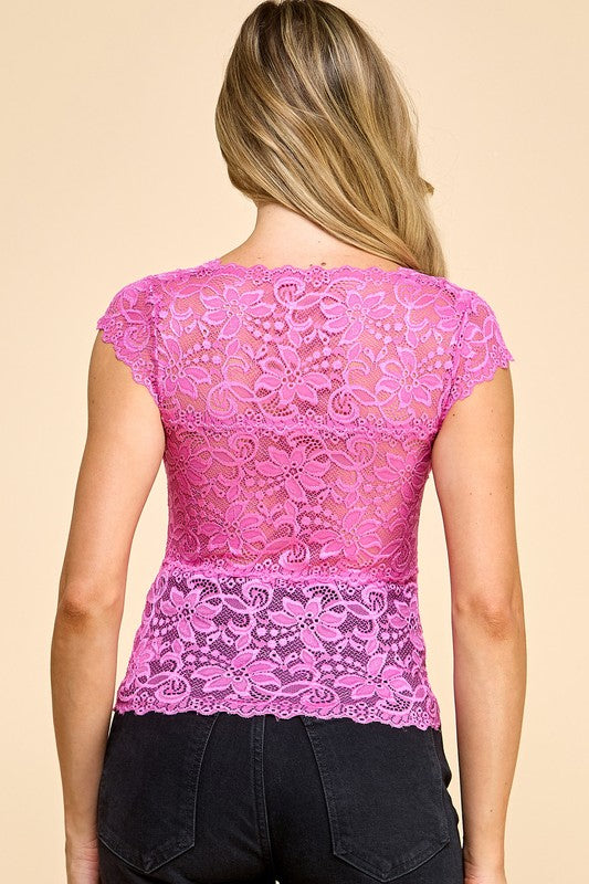 LB47 LACE SURPLICE TOP