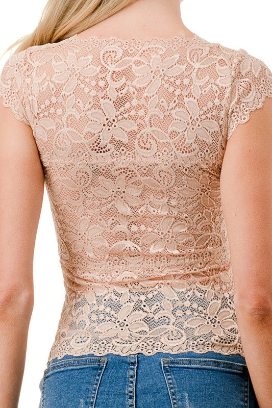 LB47 Lace Surplice Top – Elegant Everyday Style