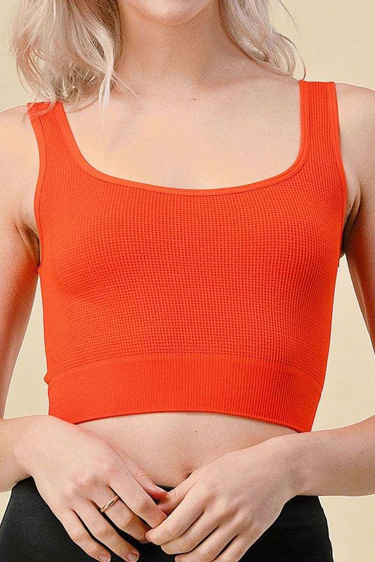 SW02 Waffle Knit Crop Tank Top – Casual Fitted Summer Top