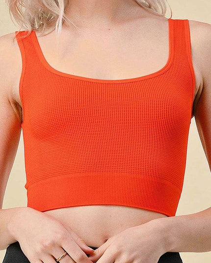 Waffle Knit Crop Tank Top – Casual Fitted Summer Top