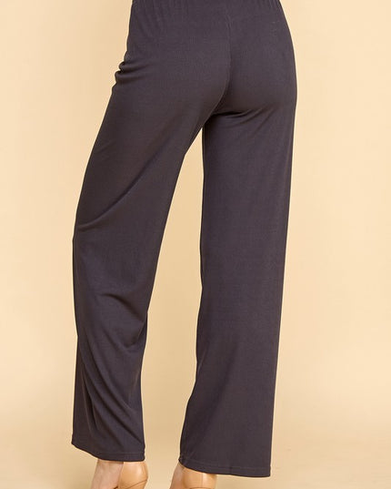 PW01 SOLID RIB WIDE LEG PANTS