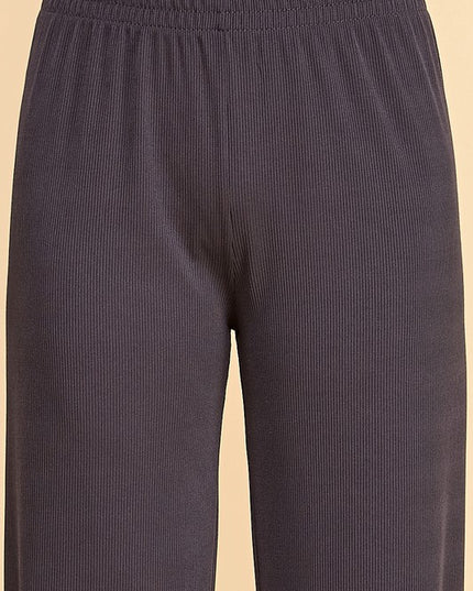PW01 SOLID RIB WIDE LEG PANTS