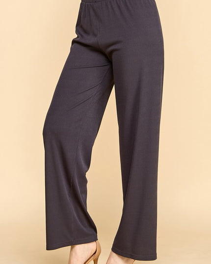 PW01 SOLID RIB WIDE LEG PANTS
