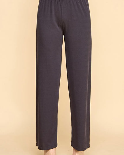 PW01 SOLID RIB WIDE LEG PANTS