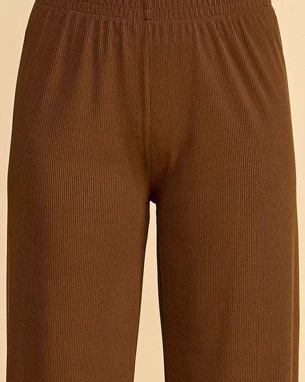 PW01 SOLID RIB WIDE LEG PANTS