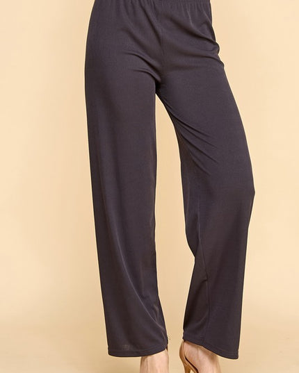 PW01 SOLID RIB WIDE LEG PANTS