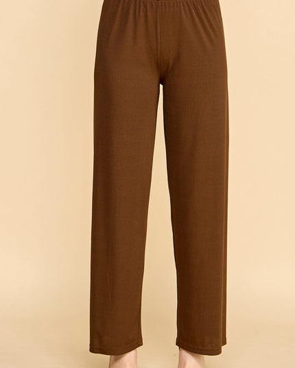 PW01 SOLID RIB WIDE LEG PANTS