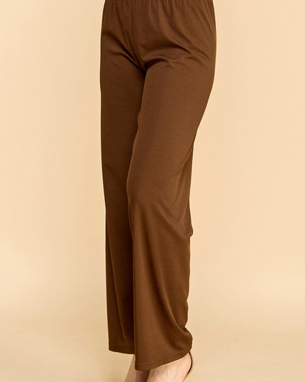 PW01 SOLID RIB WIDE LEG PANTS