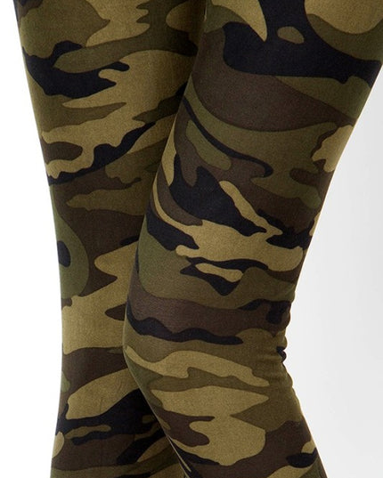 PLUS F120 Camouflage Print Brushed Full-Length Leggings